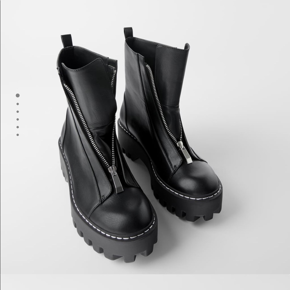 Zara zippered chunky sole boots